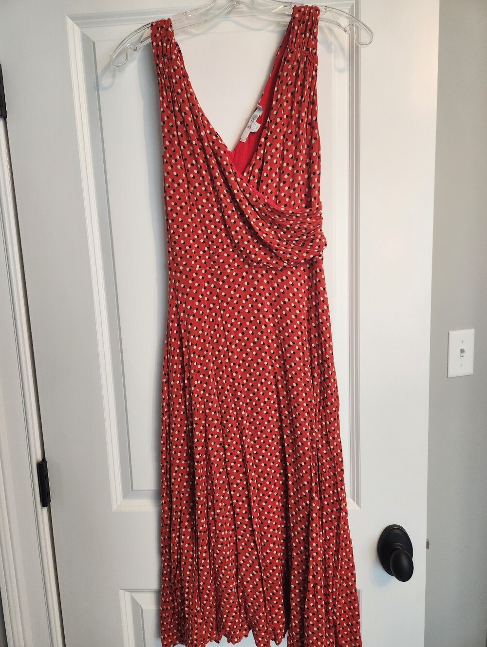 Boden 6L US Red Polka Dot Sleeveless Wrap-Style Women’s Dress